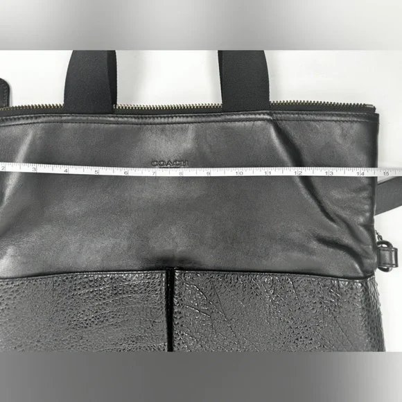 Coach Leather Charles Foldover Tote Bag Black Large